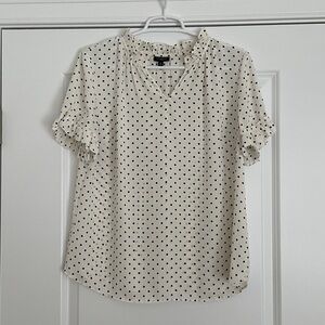 Talbots Black and Cream Polka Dot Blouse